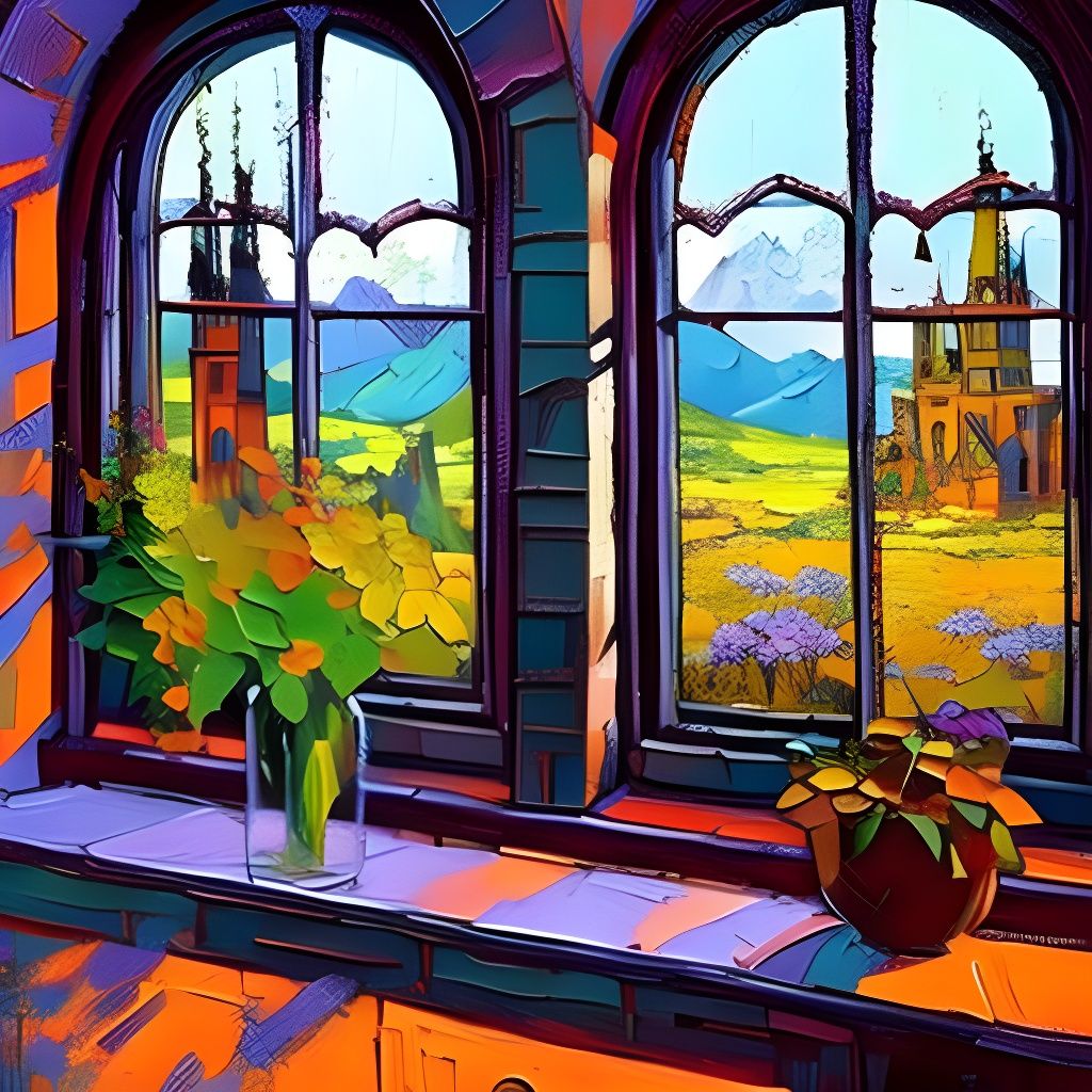 Cute Subject with Dragons, Palette Knife Painting