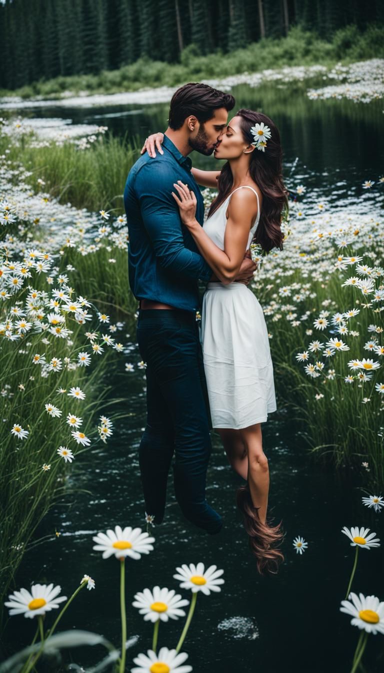 Romantic Kiss by the River: Eternal Peace