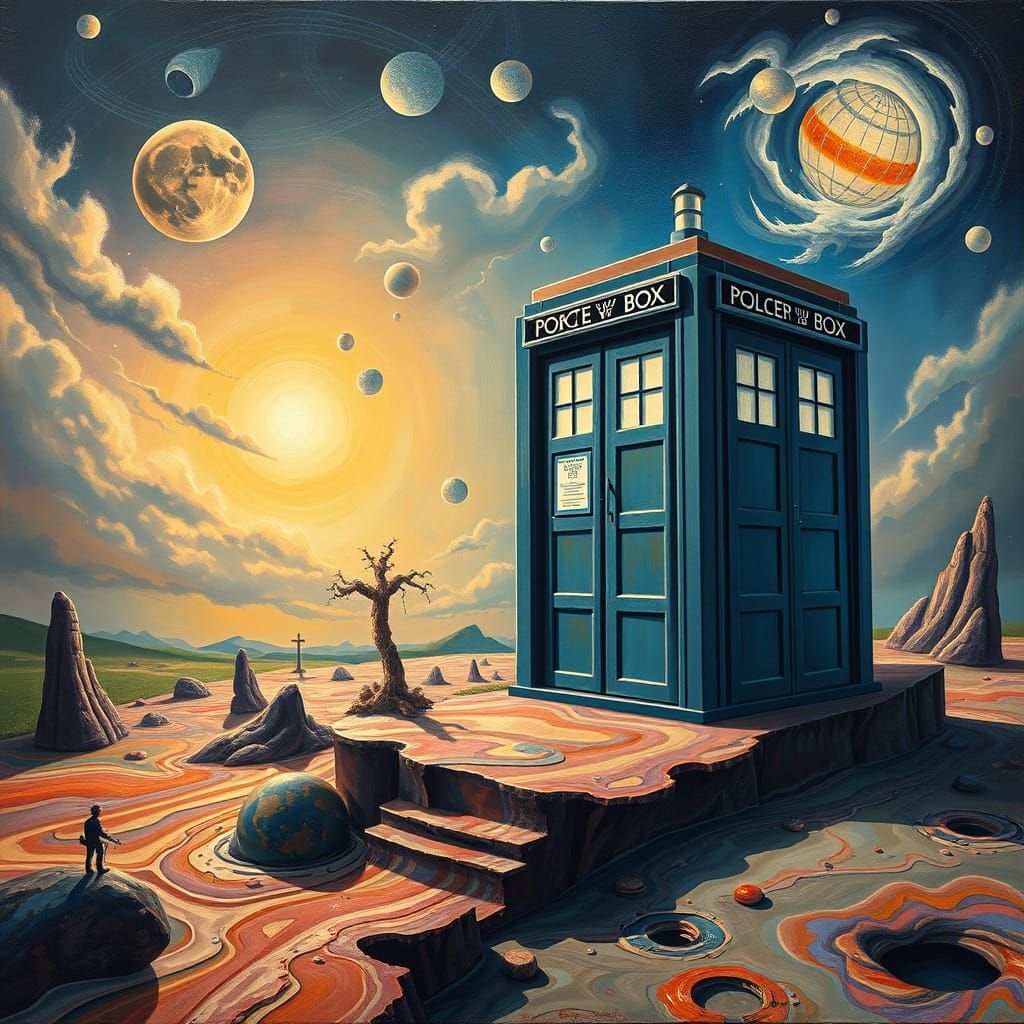 Timeless Doctor Who Wonderland in Vibrant Oil Paint Style