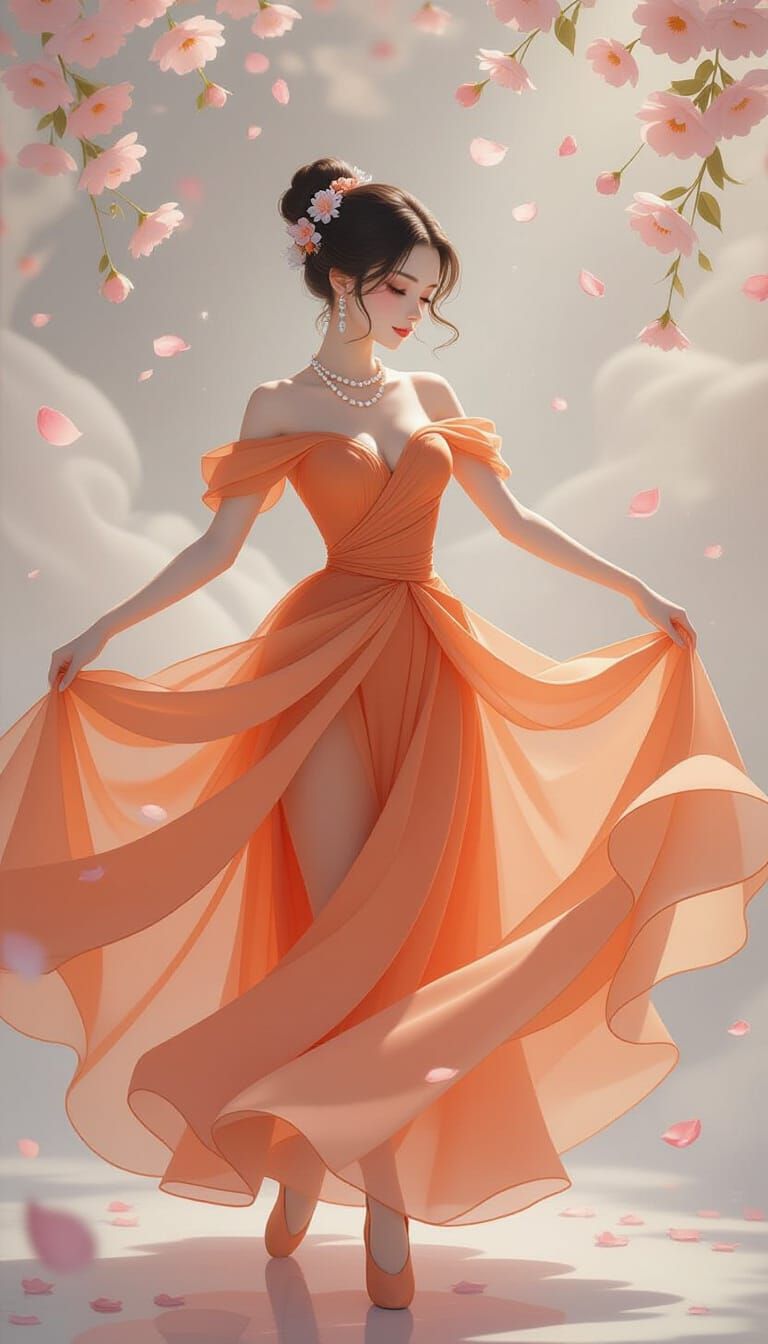 Elegant Ballerina Dance in Dreamlike Style