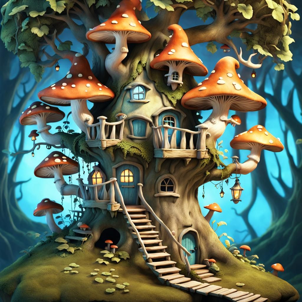 Enchanted Fairy Treehouse in Claymation Style