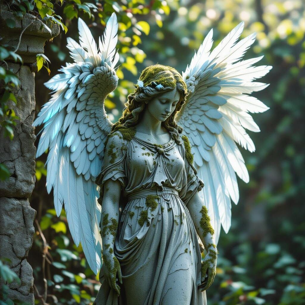 Ancient Angel Statue Reclaimed by Nature