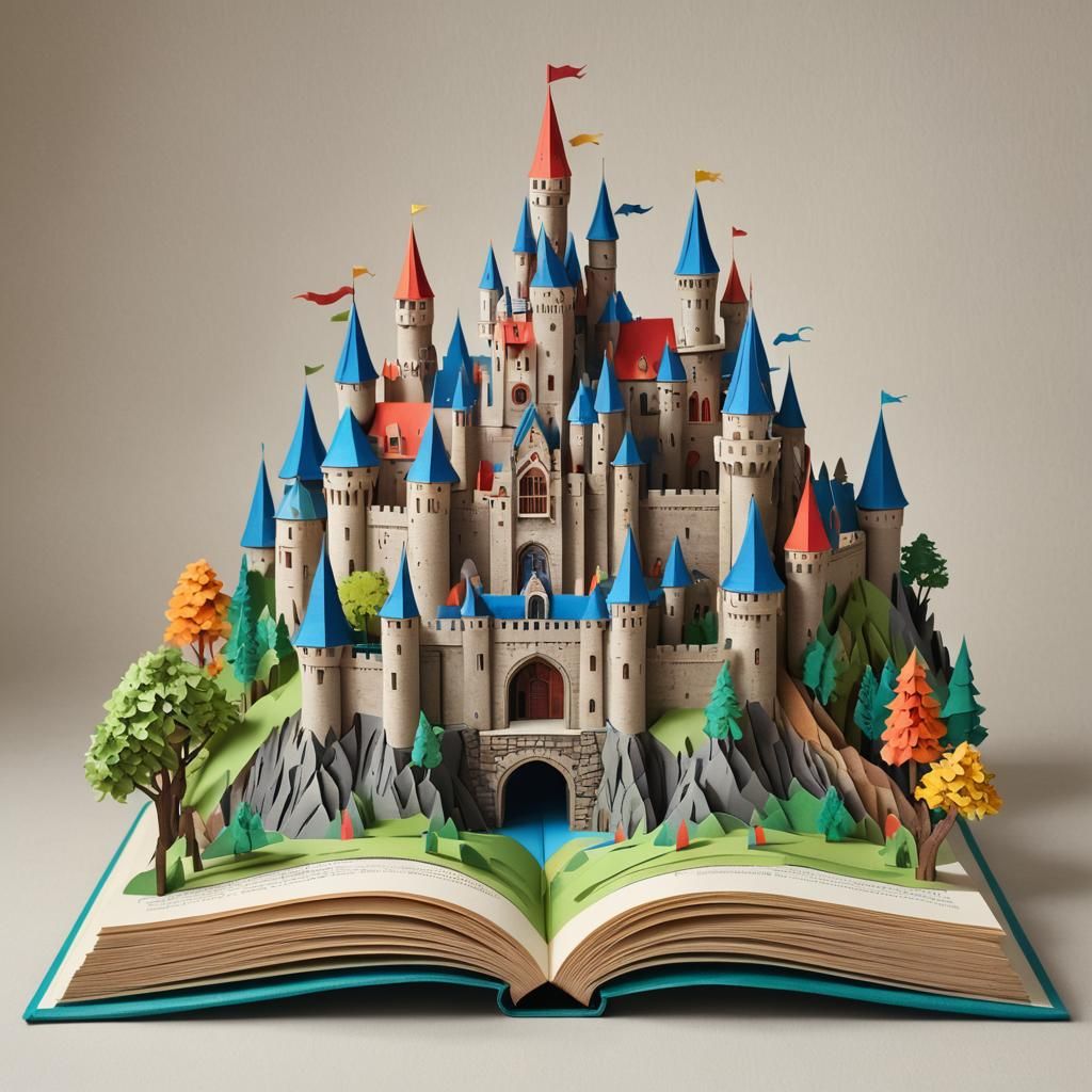 Colorful 3D Castle Unfolds From Open Book