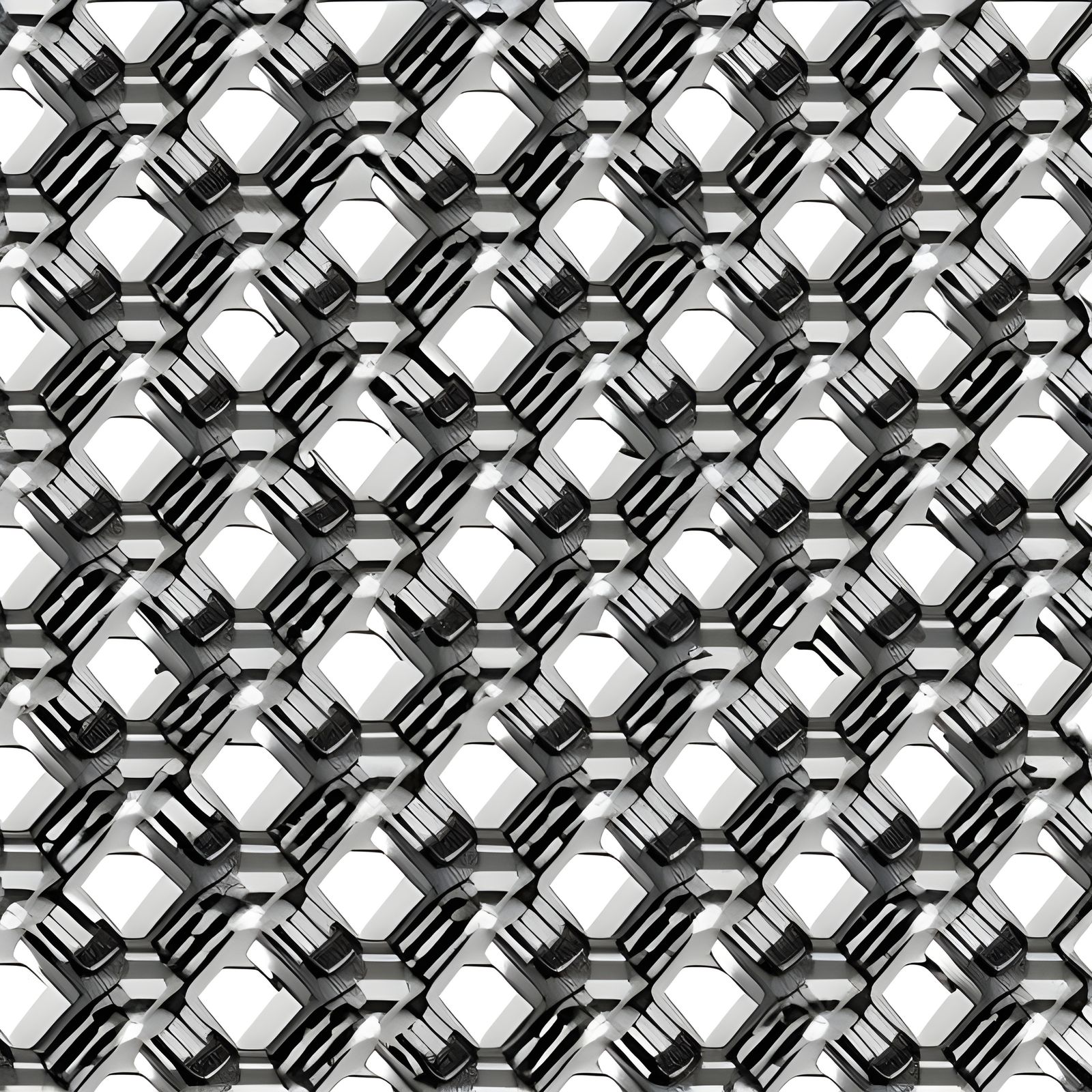 Chromium Robots in Tessellation Pattern as Geometric Art