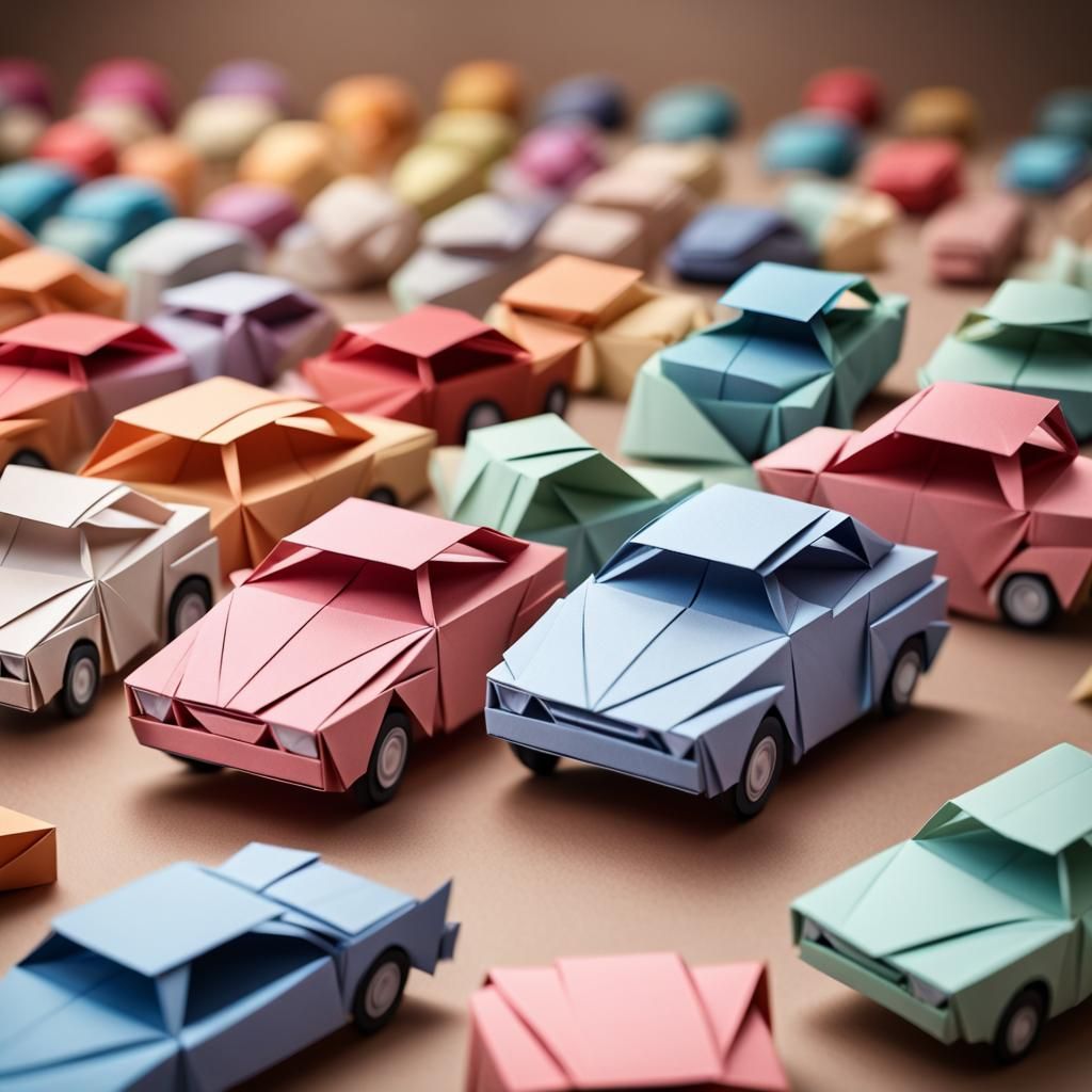 Origami Cars Papercraft in 8K Resolution