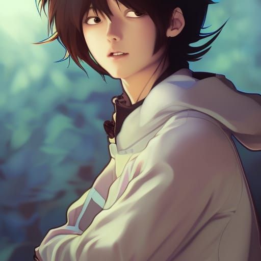 Anime Boy Singing Portrait in Manga Style