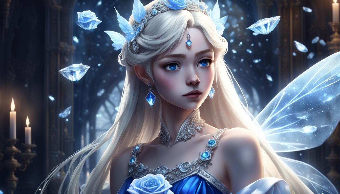 masterpiece, best quality, (Anime:1.4), silver enchantress, white rose fairy, royal, ancient beauty, high-definition, hi...