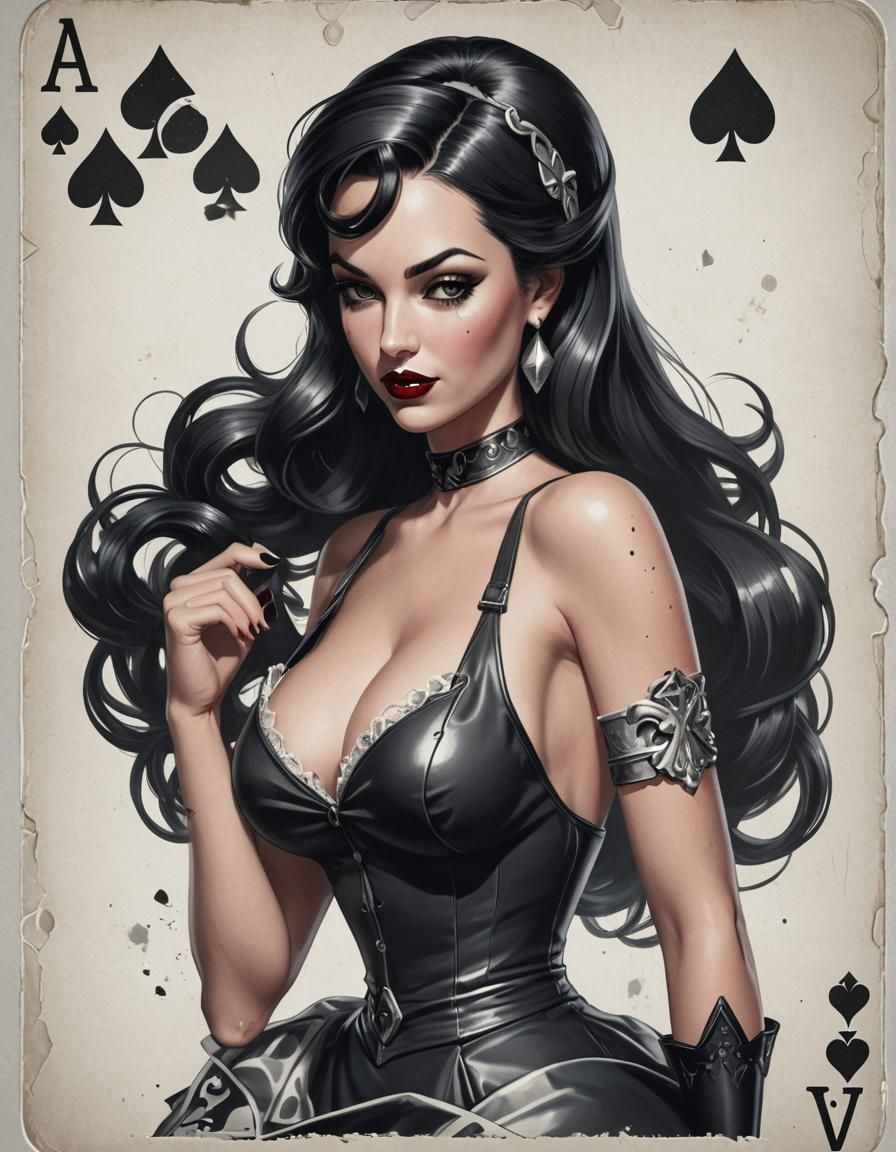 Ace of Spades with Pinup Girl, 3D Render