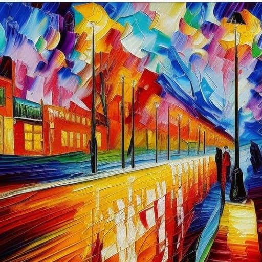 Abstract Expressionist Painting with Impasto Texture