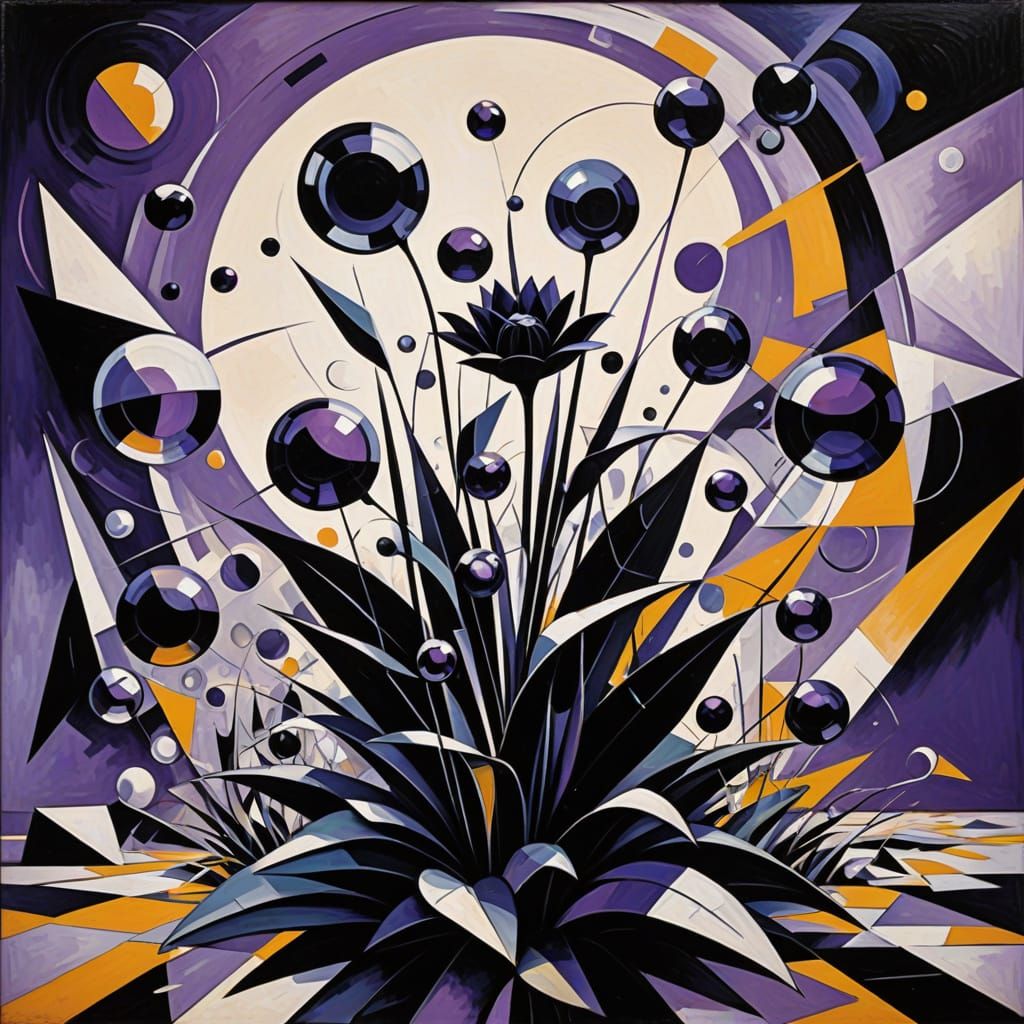 Abstract Cubist Fragmentation in Vibrant Purple Hues