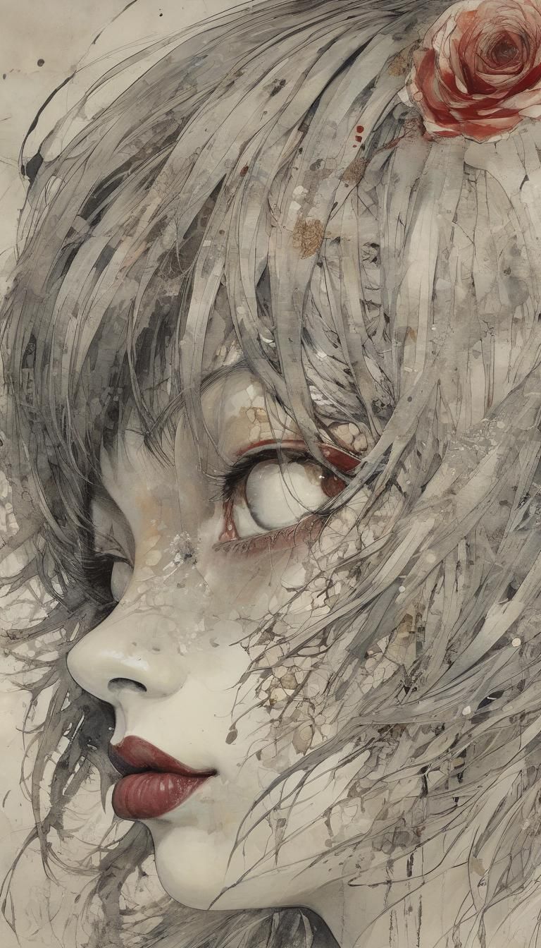 Kuchisake onna, Stunning fantasy profile portrait,  sublime,...