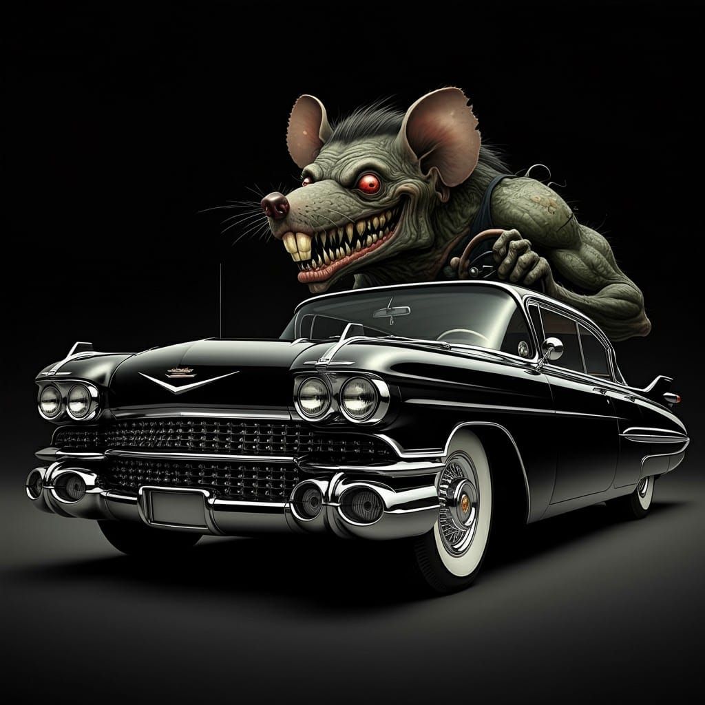 Ratfink Monster in 1958 Cadillac, Grotesque Art