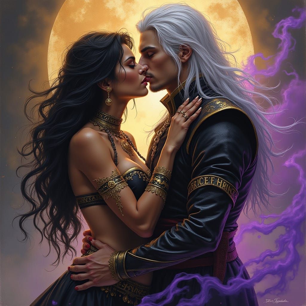 Ethereal Romance in Dark Comic Style