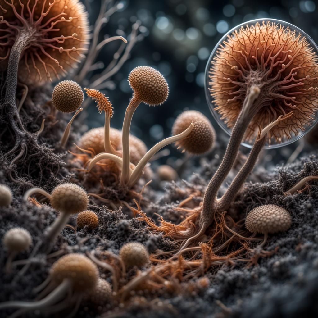 Hyperrealistic Parasite Spores in Cosmic Fantasy