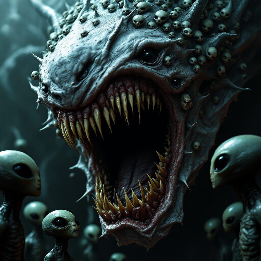 Biomechanical Horror Face in Dark, 8K Cinematic Style