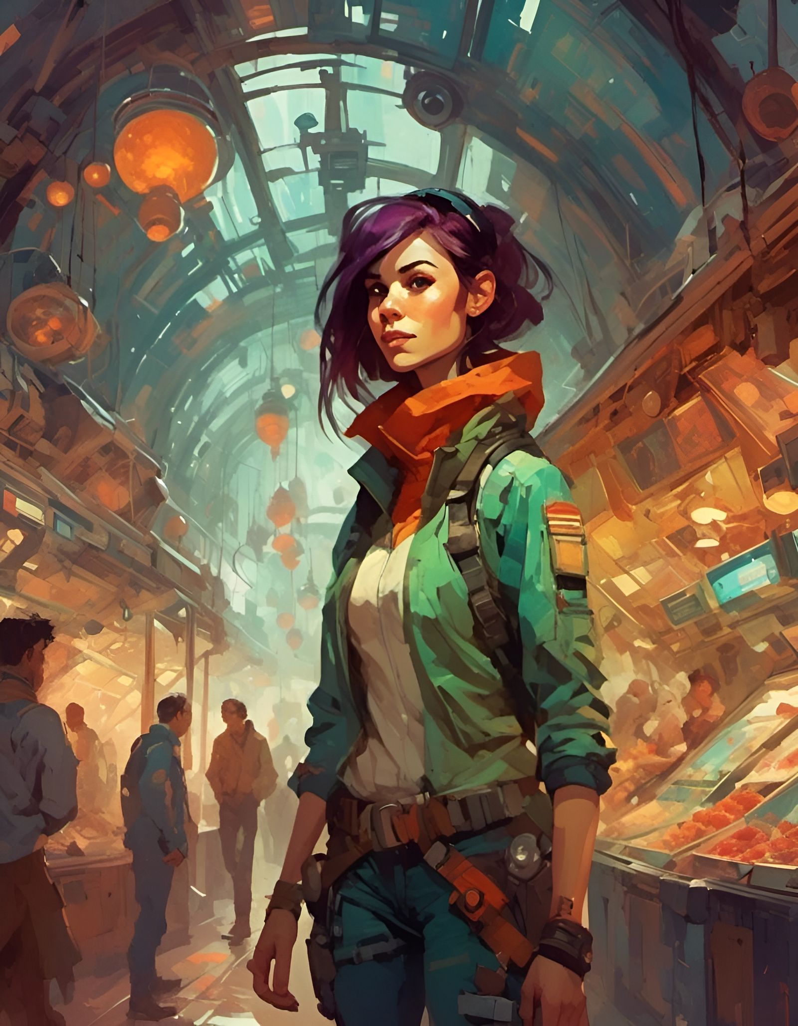 Space Adventurer in Extraterrestrial Bazaar Portrait