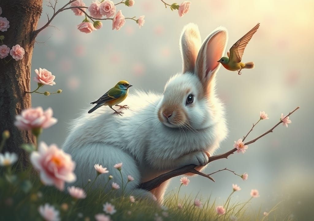 Cute Bunny in Dreamcore Romanticism Style