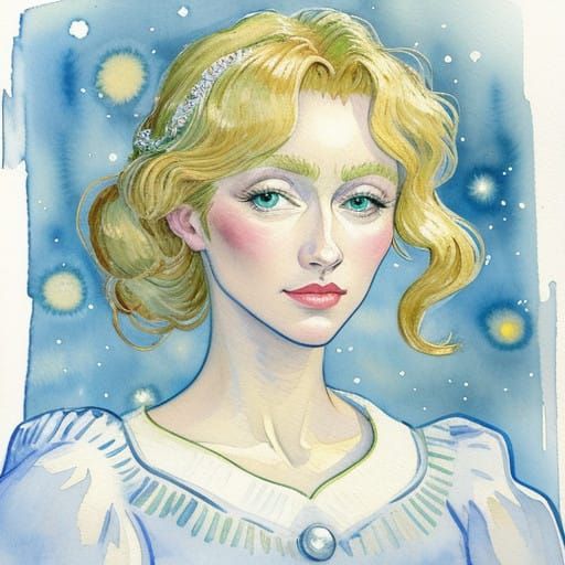 Whispering Christmas Eve Landscape in Vibrant Watercolor