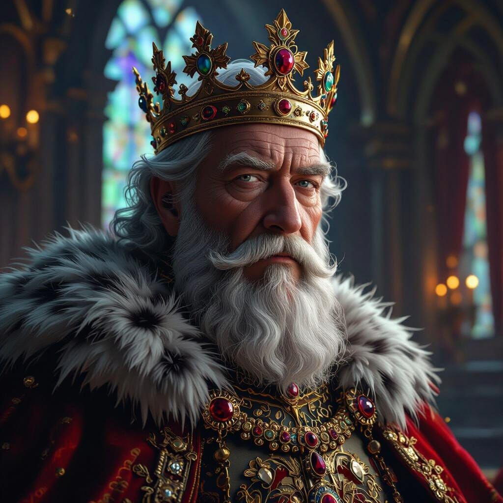 Old King in Ornate Castle Chamber