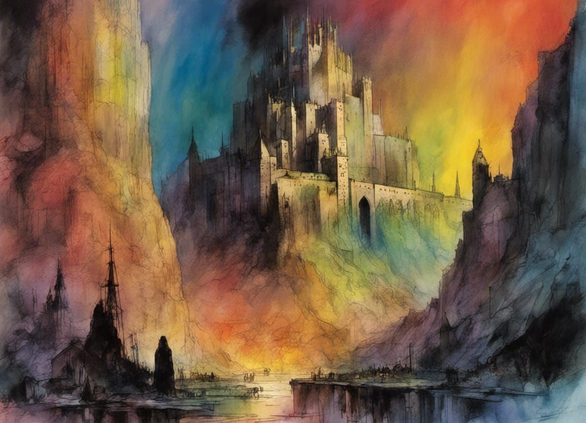 Helm's Deep in Sienkiewicz Comic Style