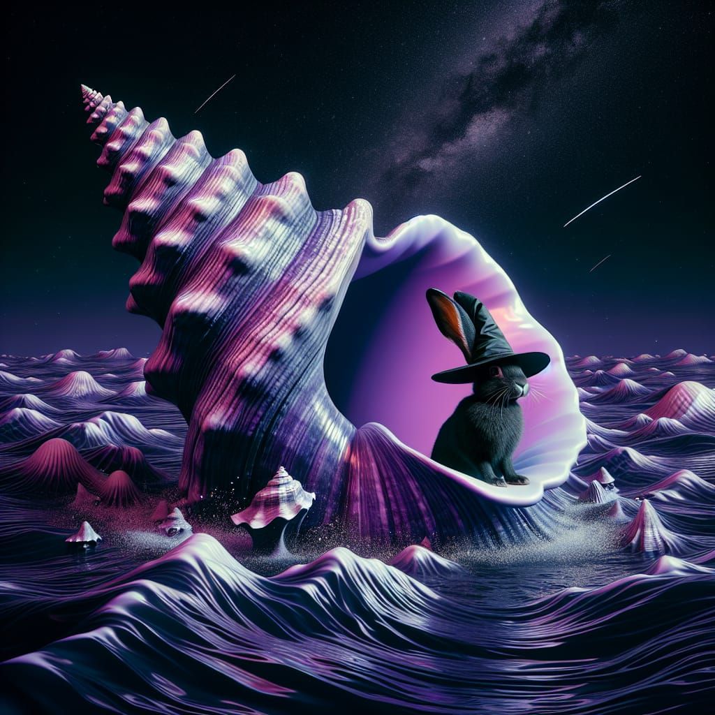 Whonch: Witchy Hare Riding A Conch Shell Through The Galacti...