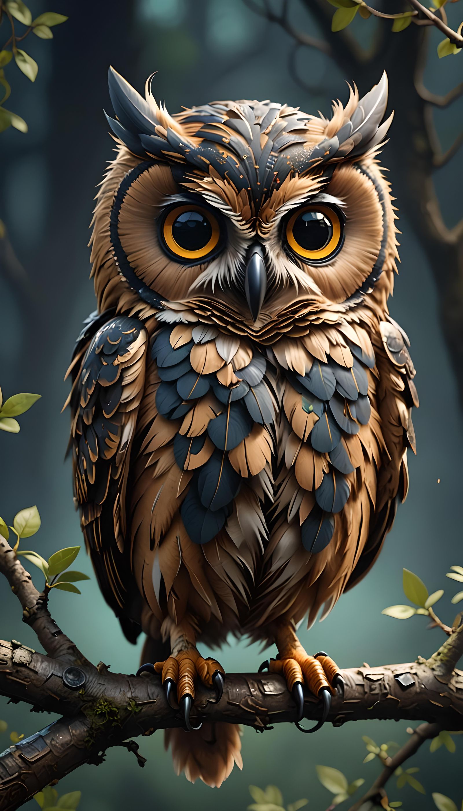 Adorable Wacky Owl in Detailed Digital Illustration