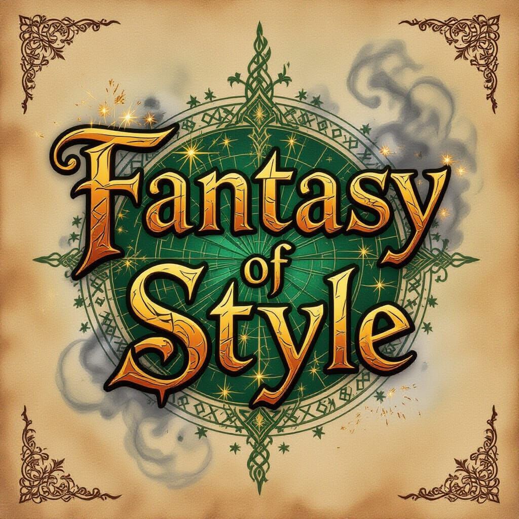 Fantasy Letters on Ancient Map with Magical Symbols