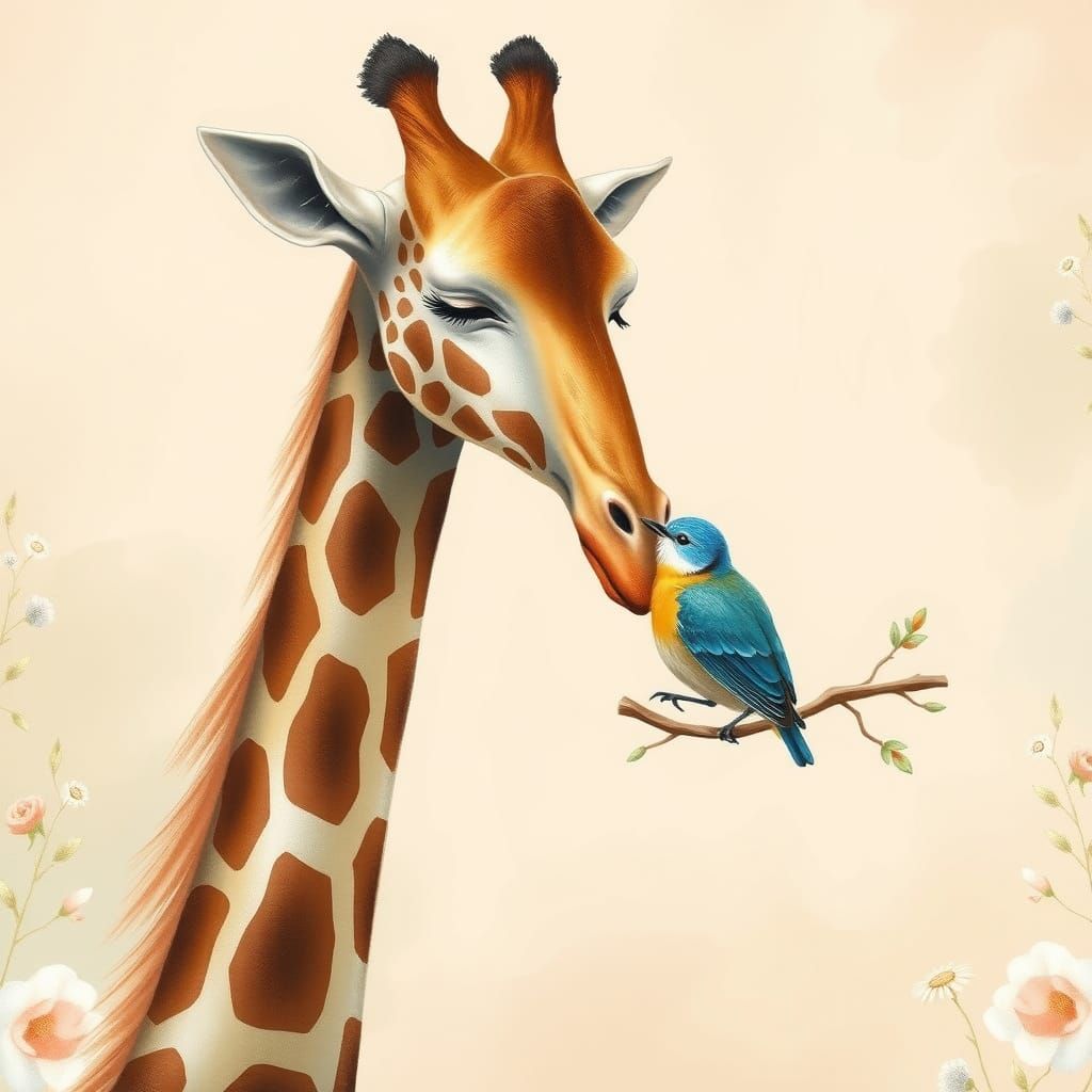 Giraffe and Bird: A Whimsical Bond