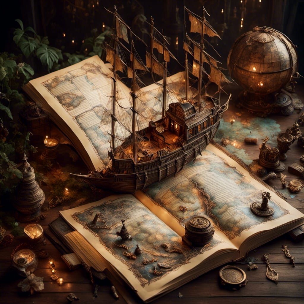 Magical Treasure Map Book with Pirate Ship