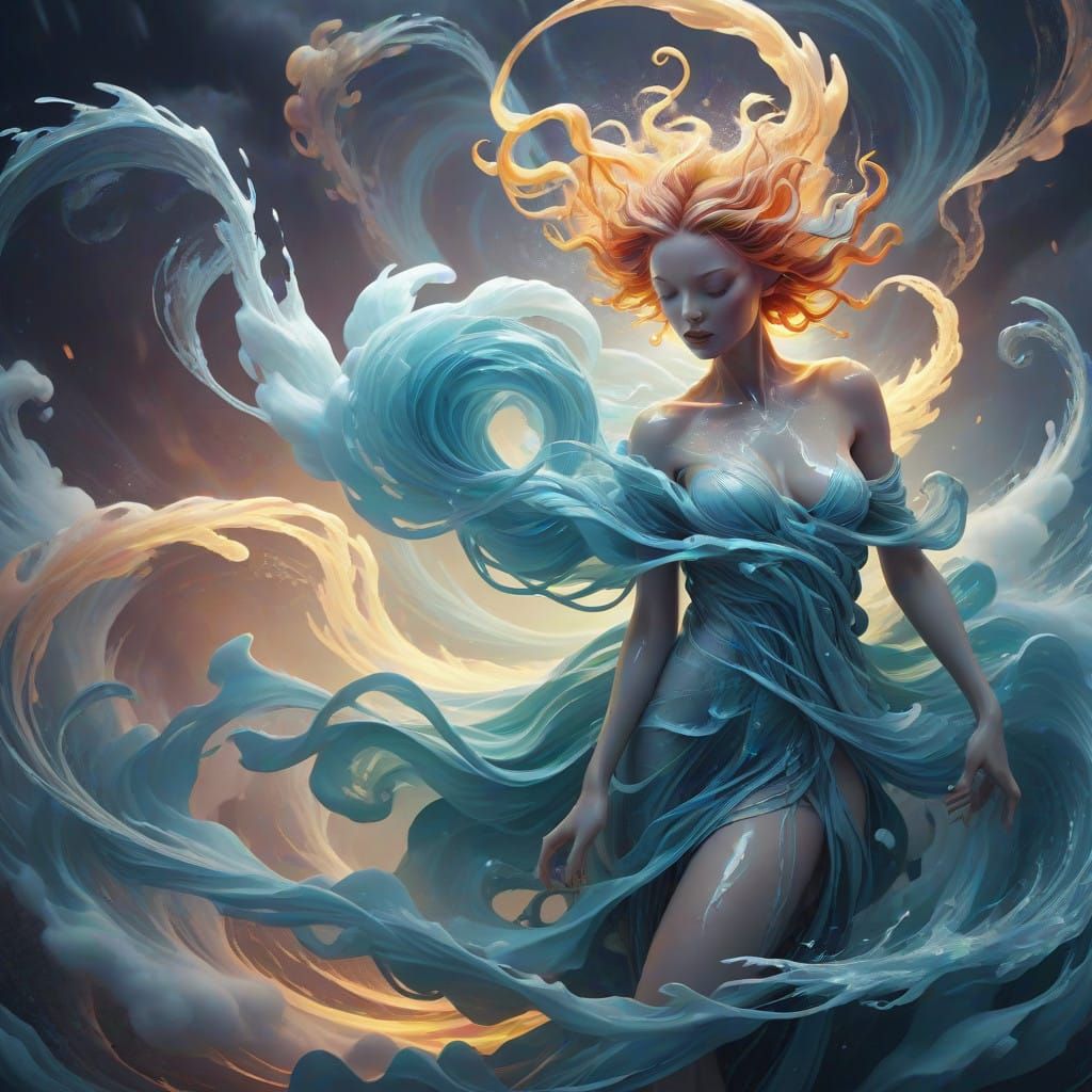 Surreal Digital Painting of a Dancing Wind Elemental