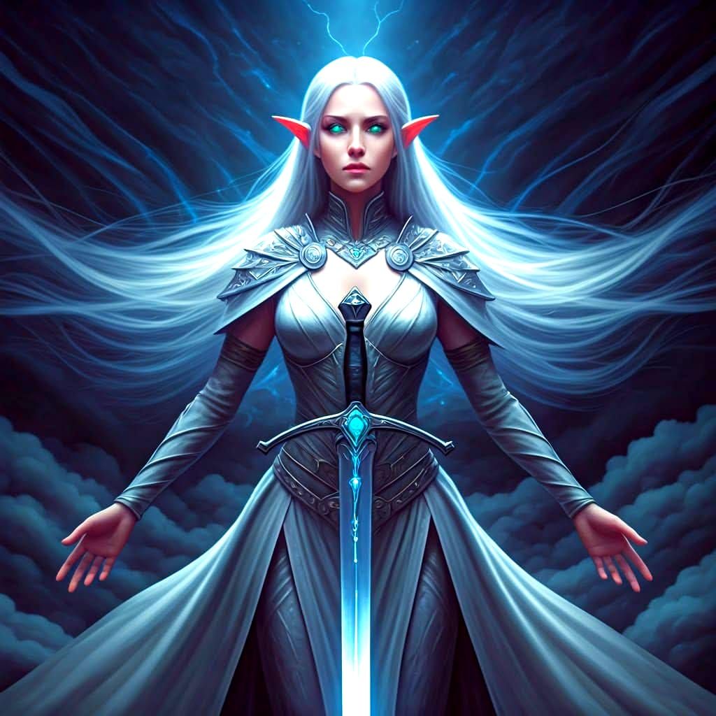 Enchanting Elf Commands Lightning with Sword