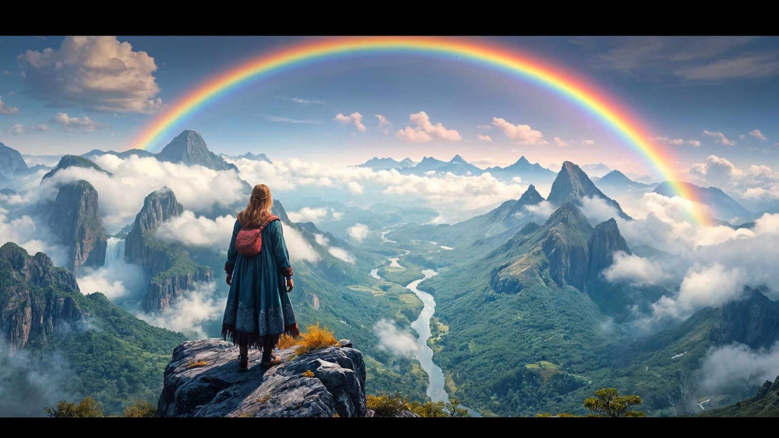 Fantastical Rainbow Landscape in Detailed Matte Painting