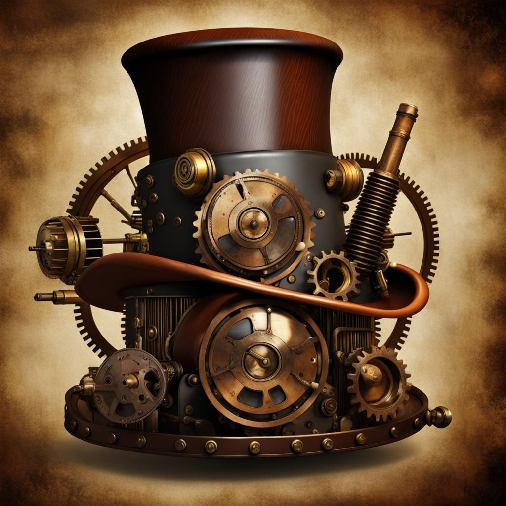 Steampunk Awls in Top Hats with Engine