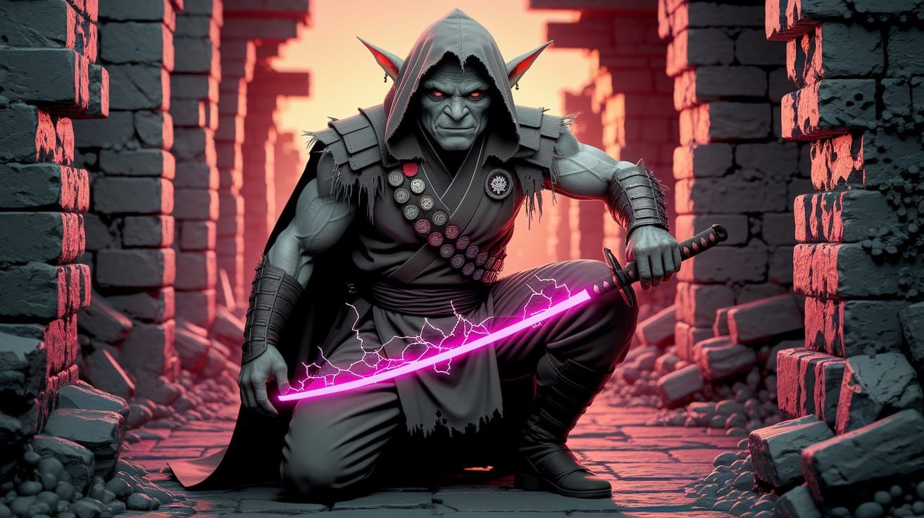 Goblin Ninja Ready to Strike in Graphic Novel Style