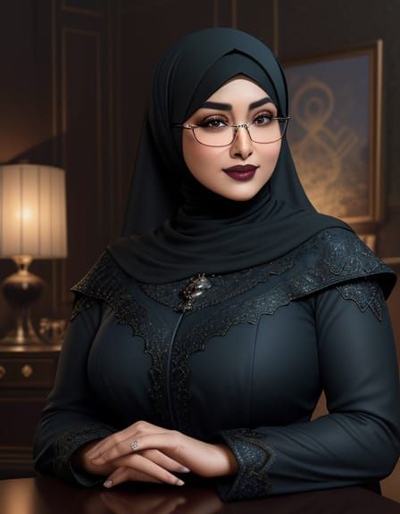 Elegant Hijabi Woman in Gothic Dress