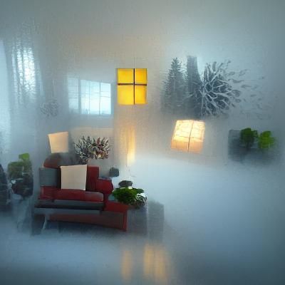 Foggy Winter Morning Through Living Room Window