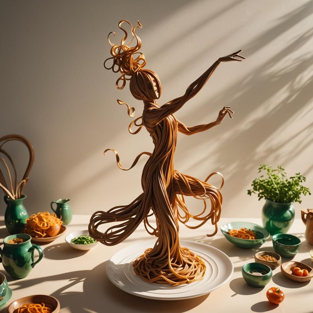 Noodle Figure Dancing: Whimsical Fantasy Concept Art