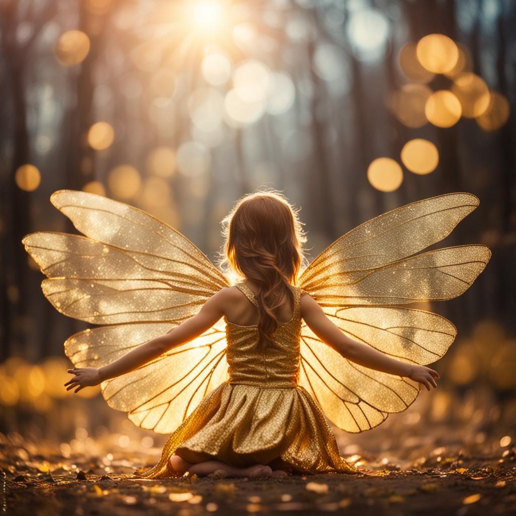 Golden-Winged Fairy in Natural Light
