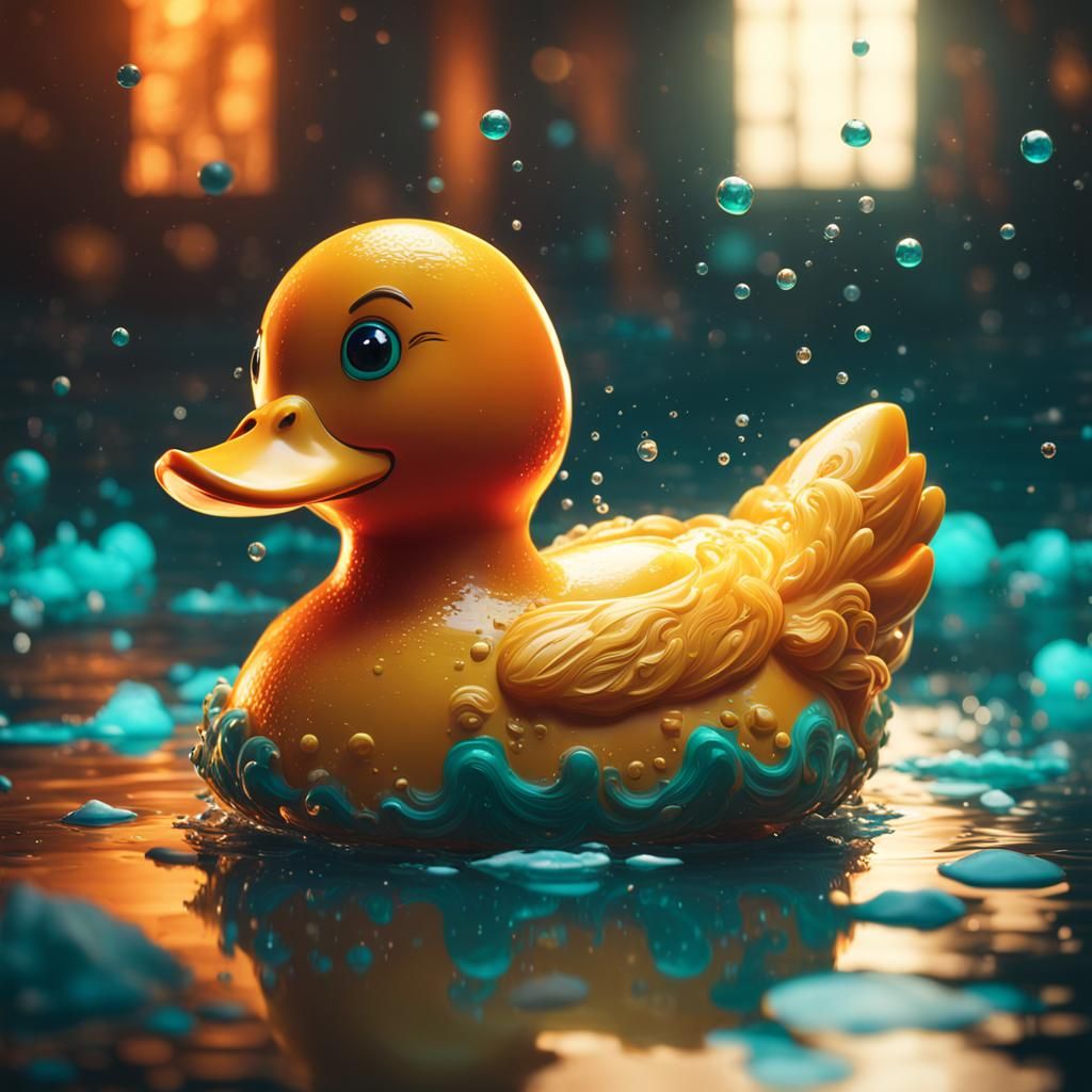 Glowing Rubber Ducky Concept Art in 8K