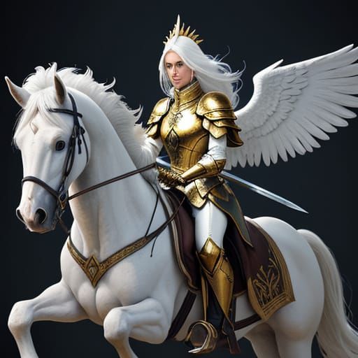 Fiery Rider on White Horse: Fantasy Concept Art