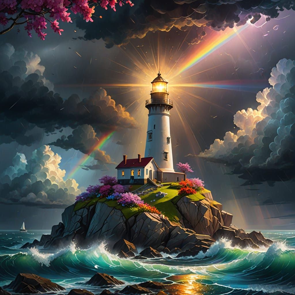 The lighthouse prism shines the way