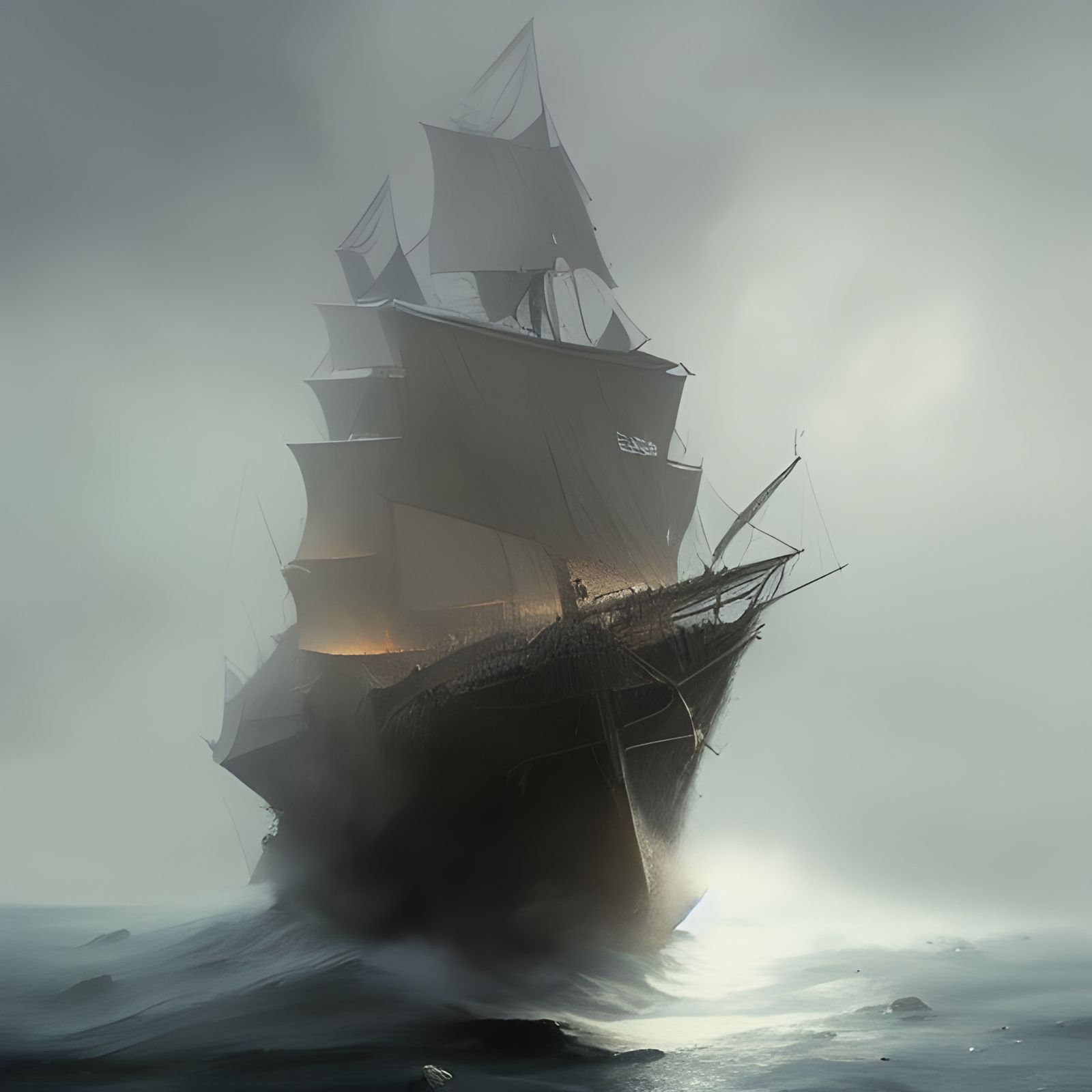 Sinister Flying Dutchman Ship by Rutkowski
