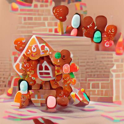 Festive Gingerbread House with Candies and Gumdrops