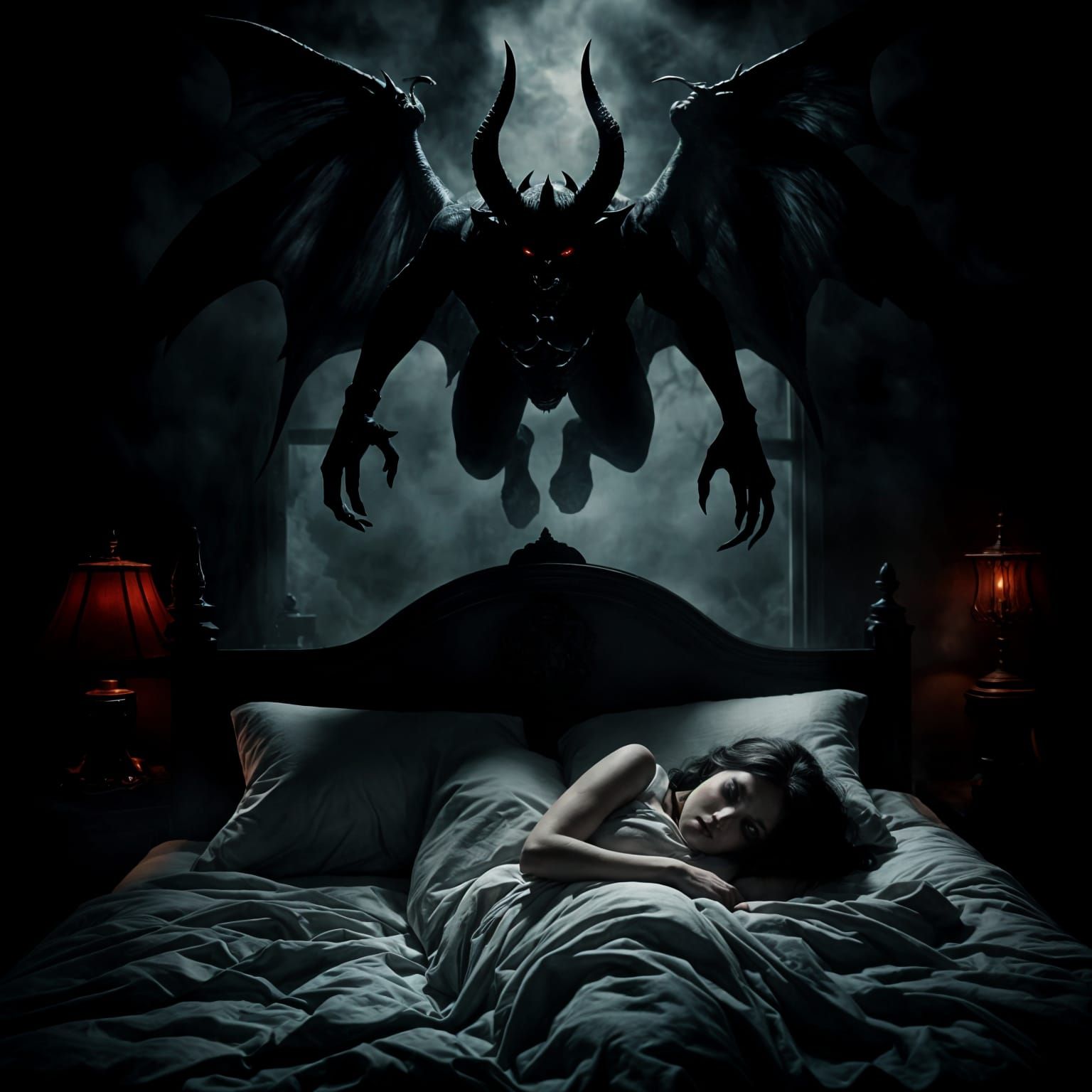 Ethereal Demon of Slumber in Dark Gothic Splendor