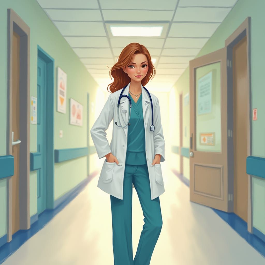 Compassionate Doctor Tends to Patient in Soothing Hospital S...