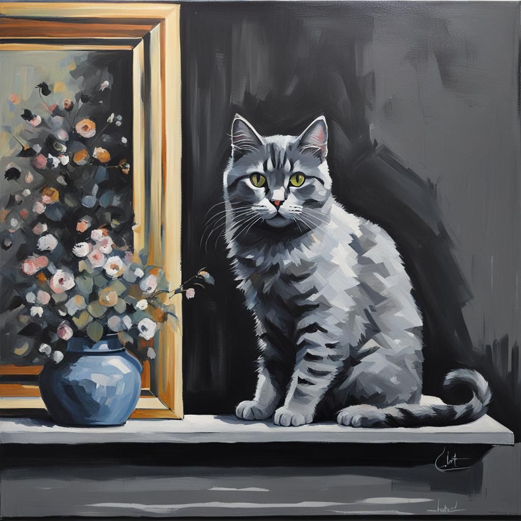 Cat in the Style of Whistler's Mother