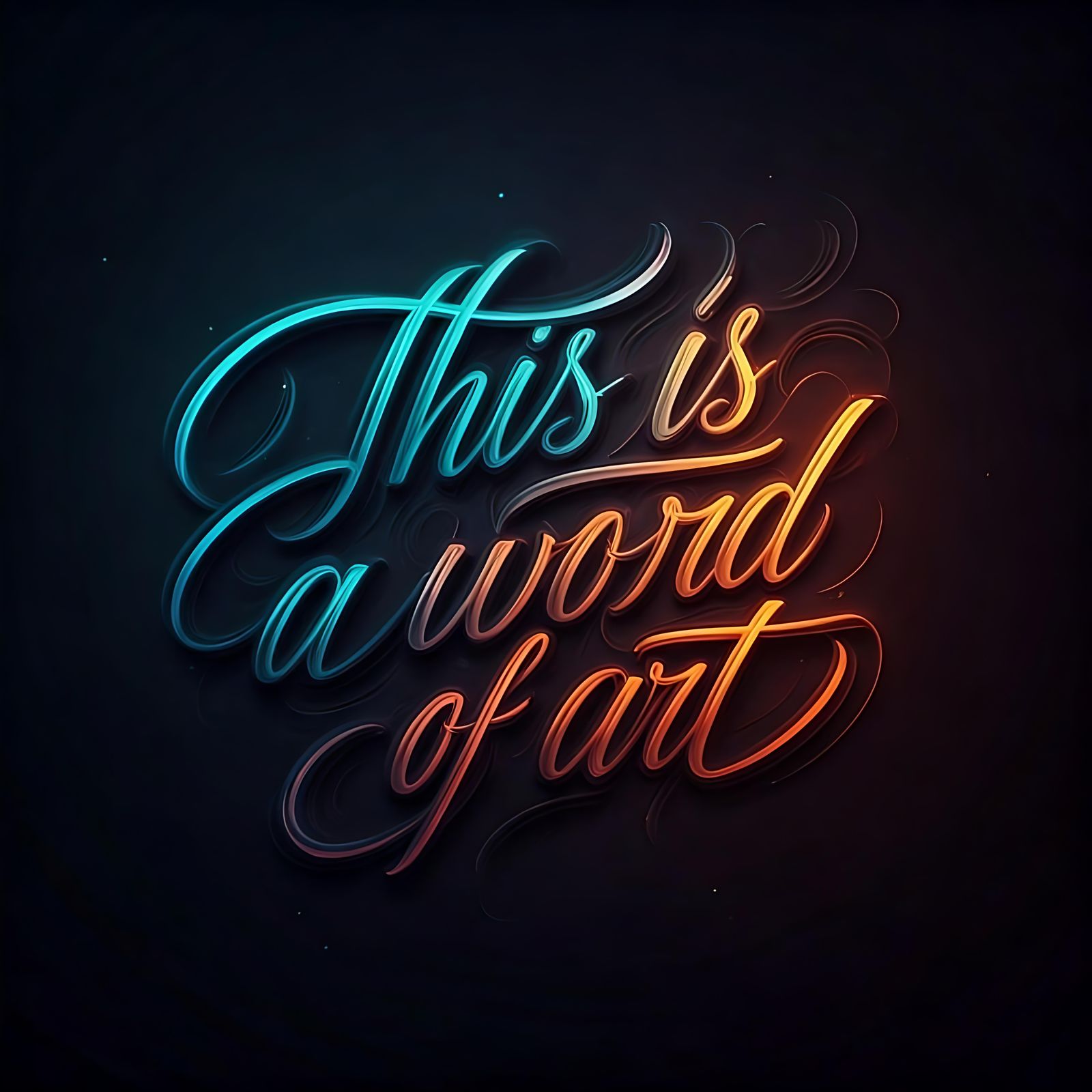 Neon Acrylic Calligraphic 3D Text on Black