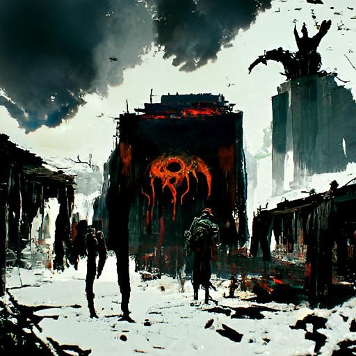 Sinister Hellscape Concept Art in Dystopian Style