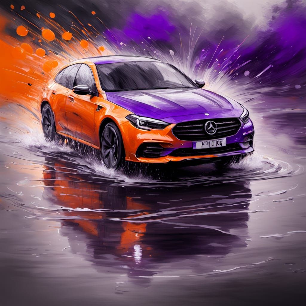 Vibrant European Ink Painting with Dynamic Raindrops