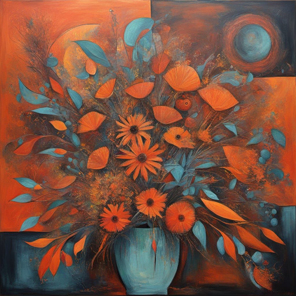 Surreal Abstract Painting of a Buccaneer Bouquet